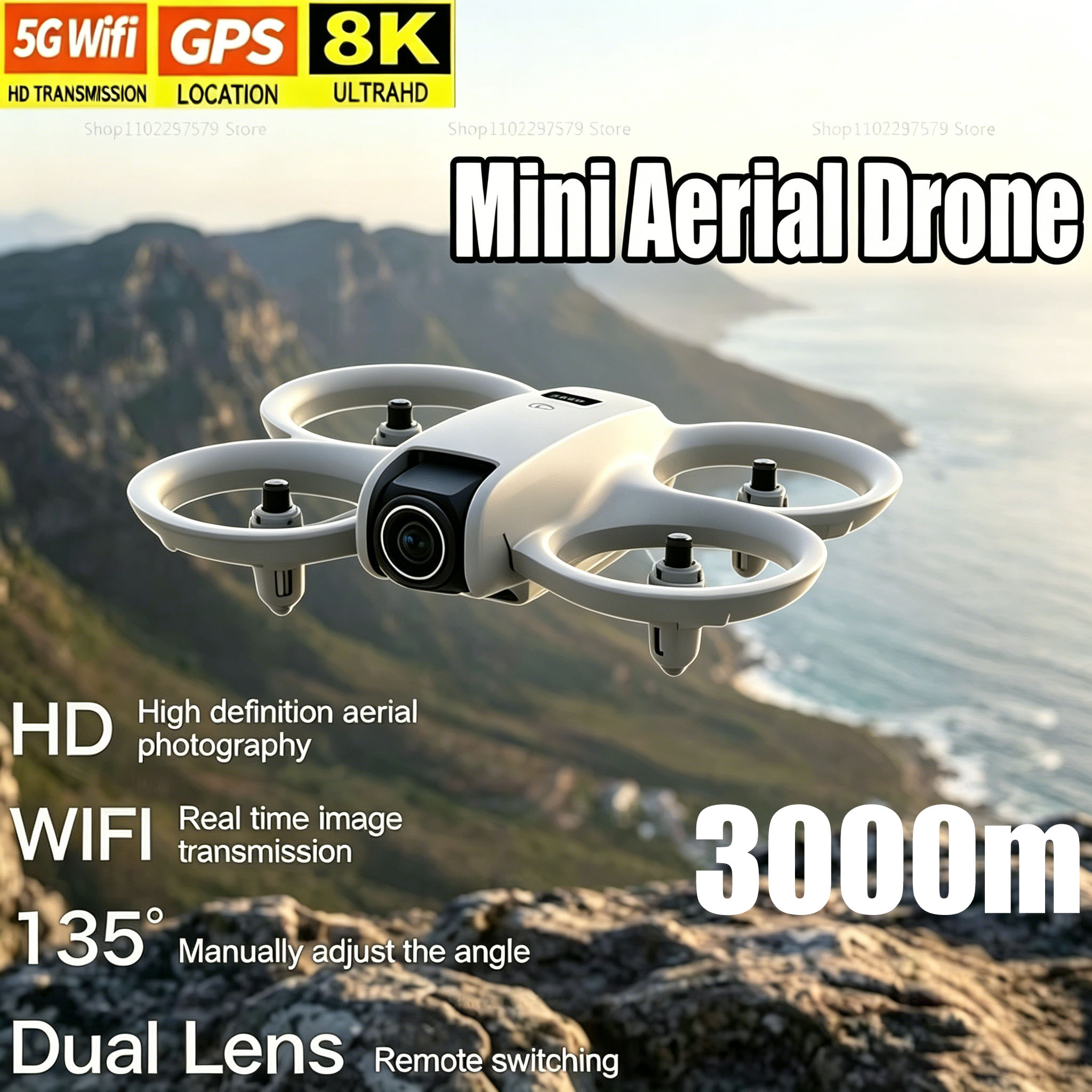 Drone Kit Tricopter - Mini-Drohne mit 8K HD-Kamera FPV Faltbarer